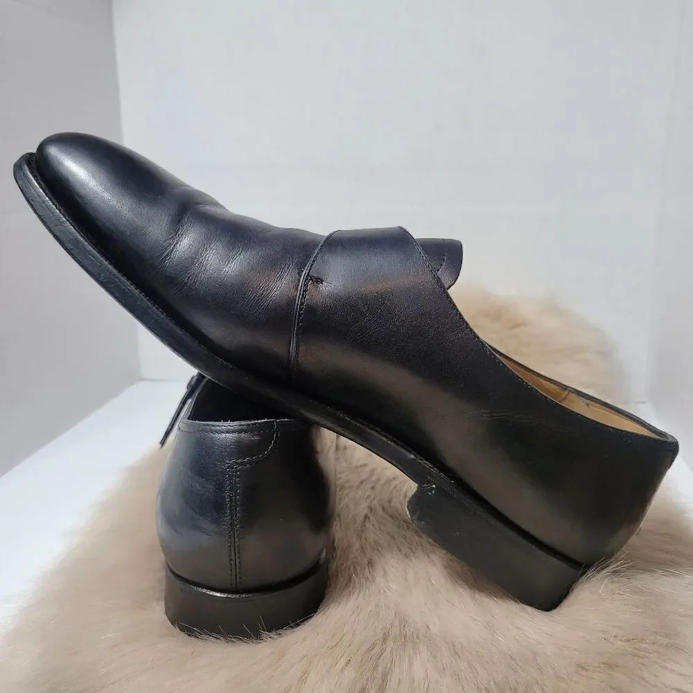 Ralph Lauren Mens Calf Monk Strap Black Leather Oxford Shoes Size 11
